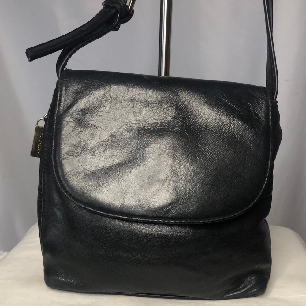 COLETTA black genuine leather crossbody.